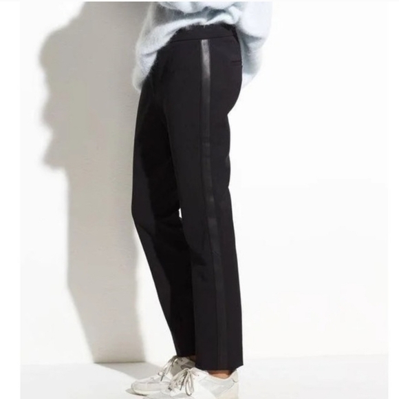 Vince Pants - Vince Black Trousers Faux Leather Racing Side Stripe Tuxedo Size 12